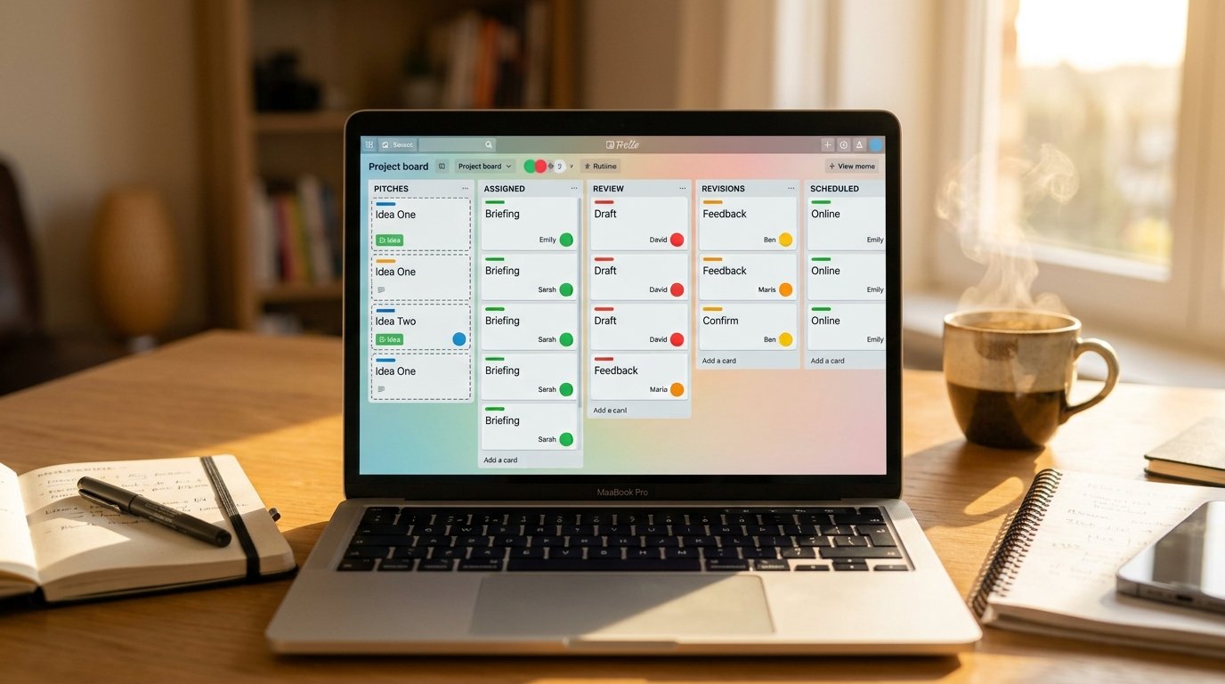 Trello Kanban board for multi-author blog